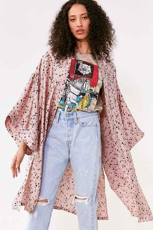Urban Outfitters Kimchi Blue Star Print Kimono Jacket,beige,one Size