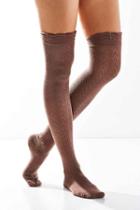 Urban Outfitters Ruched Cuff Thigh High Sock,taupe,one Size