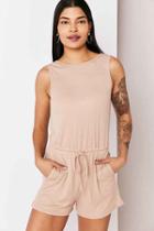 Urban Outfitters Silence + Noise Rib Knit Plunge-back Romper,cream,xs