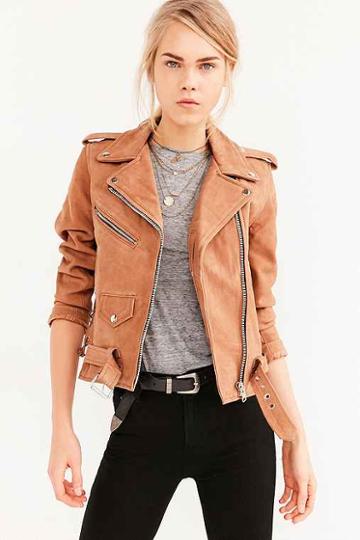 Urban Outfitters Understated Leather X Uo Lace-up Floral Panel Jacket,light Brown,m