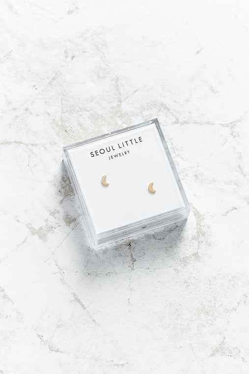 Urban Outfitters Seoul Little 24k Gold Plated Moon Post Earring,gold,one Size