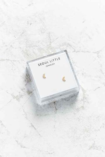 Urban Outfitters Seoul Little 24k Gold Plated Moon Post Earring,gold,one Size