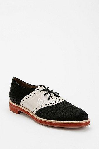 All Black Cow Hair Saddle Oxford