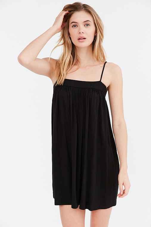 Urban Outfitters Silence + Noise Straight Neck Knit Slip Dress,black,s