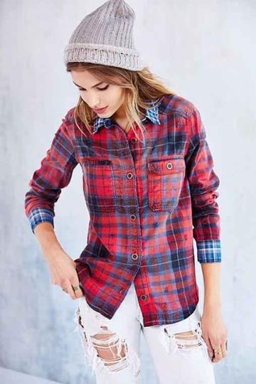 Bdg Indigo Plaid Shirt Jacket
