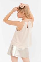 Urban Outfitters Ecote Phoebe Mesh Inset High Neck Tank Top,beige,m