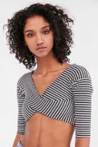 Urban Outfitters Kimchi Blue Don't Get It Twisted Cropped Top,black Multi,s