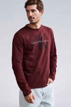 Urban Outfitters Calvin Klein Reissue Logo Long Sleeve Tee,maroon,s