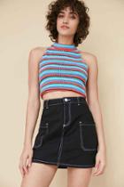 Urban Outfitters Bdg Contrast Stitch Twill A-line Mini Skirt,black,l