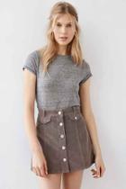 Urban Outfitters Bdg Button-front Corduroy Mini Skirt,taupe,4