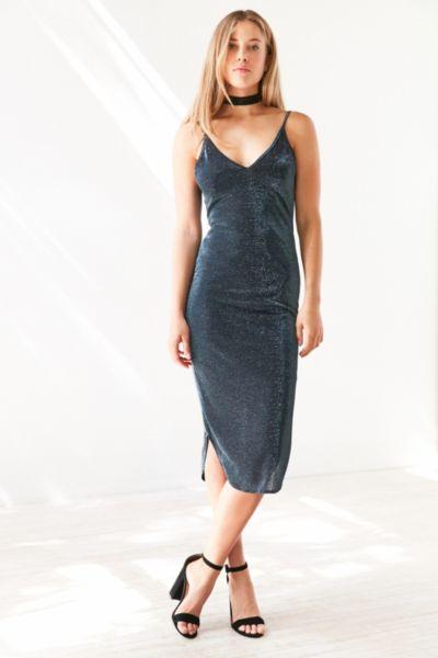 Silence + Noise Sparkly Bodycon Midi Slip Dress
