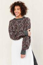 Urban Outfitters Urban Renewal Remade Cropped Printed Sweater,grey,m/l
