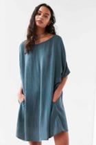Urban Outfitters Silence + Noise Gauzy Woven Cocoon Dress,blue,m