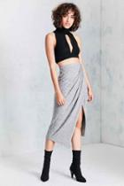 Urban Outfitters Silence + Noise Nadia Cozy Wrap Midi Skirt,charcoal,xs
