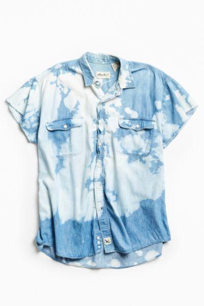 Urban Outfitters Vintage Bleached Denim Cap Sleeve Button-down Shirt