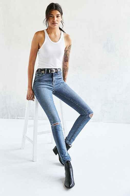 Urban Outfitters Bdg Twig High-rise Skinny Jean - Rinsed Denim Slash,rinsed Denim,28