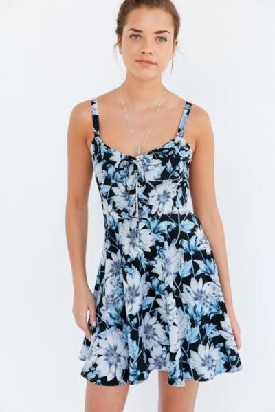 Kimchi Blue Lace-up Fit + Flare Mini Dress