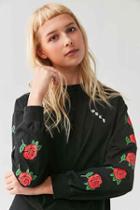 Urban Outfitters Obey Olde Rose Long-sleeve Tee,washed Black,l