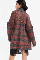 Urban Outfitters Ecote Fringe Open Cardigan,red Multi,xs/s