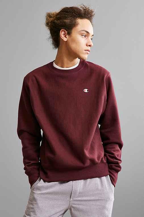 Urban Outfitters Champion Reverse Weave Fleece Crew Neck Sweatshirt,maroon,l