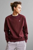 Urban Outfitters Champion Reverse Weave Fleece Crew Neck Sweatshirt,maroon,l