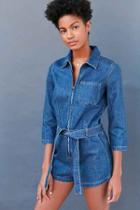 Urban Outfitters Bdg Denim Zip-front Coverall Romper,indigo,m