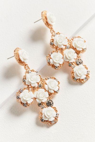 Urban Outfitters Zhuu Rose Cross Statement Earring
