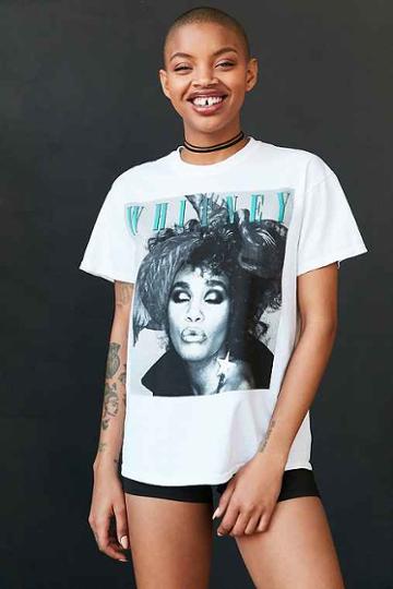 Urban Outfitters Whitney Houston Tee,white,m