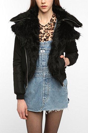 Unif Faux Fur Collar Aviator Jacket