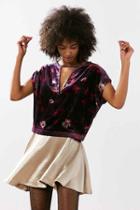 Urban Outfitters Ecote Athena Cutout Printed Velvet Top,pink,l