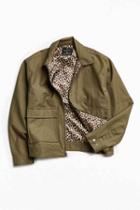 Urban Outfitters Uo Leopard Lined Gas Jacket,olive,m
