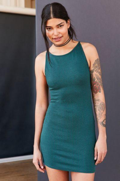 Urban Outfitters Bdg Ribbed High-neck Bodycon Mini Dress