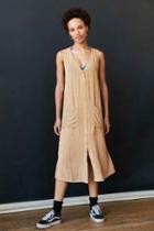 Urban Outfitters Bdg Pinstripe Button-down Midi Dress,orange,xs