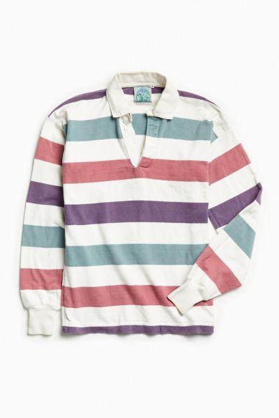 Urban Outfitters Vintage Vintage Thatcher & Cross White Multi Stripe Rugby Shirt
