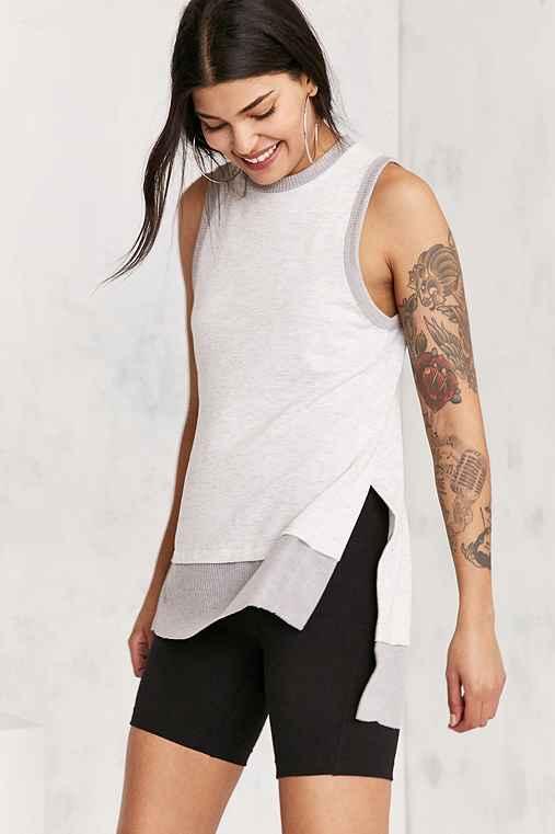 Urban Outfitters Silence + Noise Kelly High/low Tunic Tank Top,light Grey,s