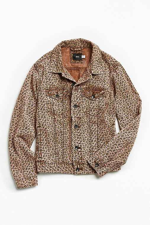 Urban Outfitters Uo Cheetah Print Denim Trucker Jacket,multi,m