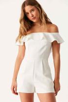 Urban Outfitters Oh My Love Waterlilly Off-the-shoulder Ruffle Romper,white,s