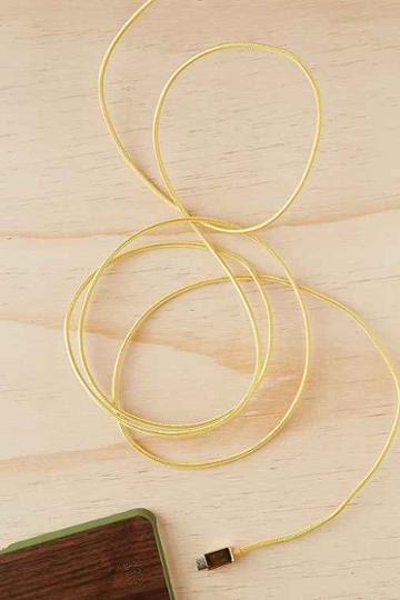 Urban Outfitters Happy Plugs Metallic Lightning Charging Cord,gold,one Size
