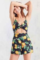 Urban Outfitters Kimchi Blue Cutout Knot-front Floral Romper,yellow,4
