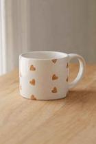 Urban Outfitters Ceramic Wax Resist Design Mug,heart,one Size
