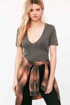 Urban Outfitters Project Social T Ozzy V-neck Pocket Tee,black,xs