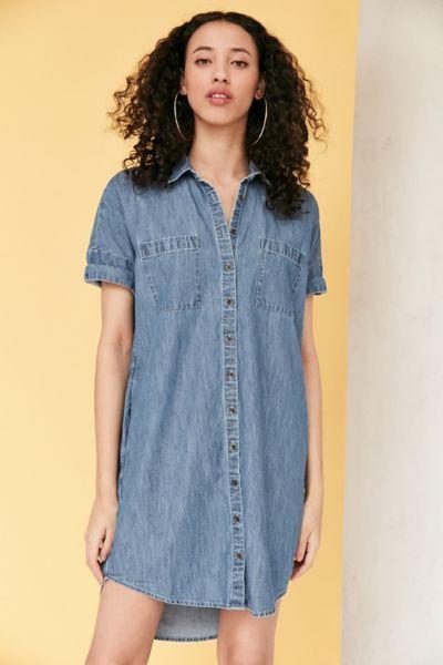 Urban Outfitters Bdg Rosalynn Chambray Collared Shirt Dress