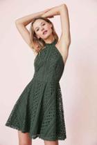 Urban Outfitters Kimchi Blue Lace Halter Mock Neck Mini Dress,olive,8