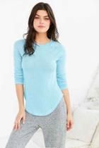 Urban Outfitters Out From Under Sheer Thermal Long Sleeve Crew Top,sky,m