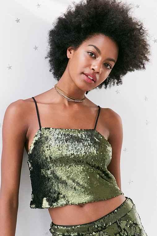 Urban Outfitters Kimchi Blue Nuit Sequin Cami,green,m