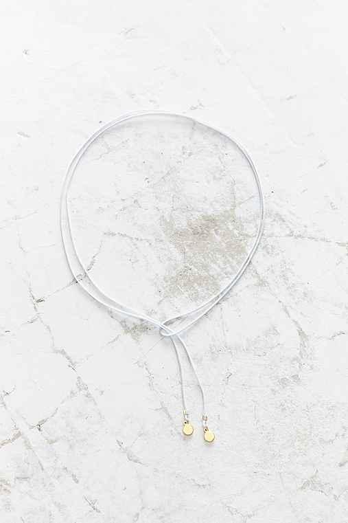 Urban Outfitters Seoul Little Tiny Bow Tie Wrap Choker Necklace,blue,one Size