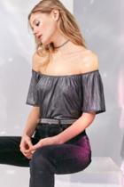 Urban Outfitters Ecote Bianca Shimmer Off-the-shoulder Top