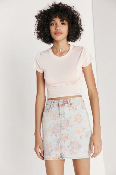 Urban Outfitters Bdg Floral Print Denim Mini Skirt