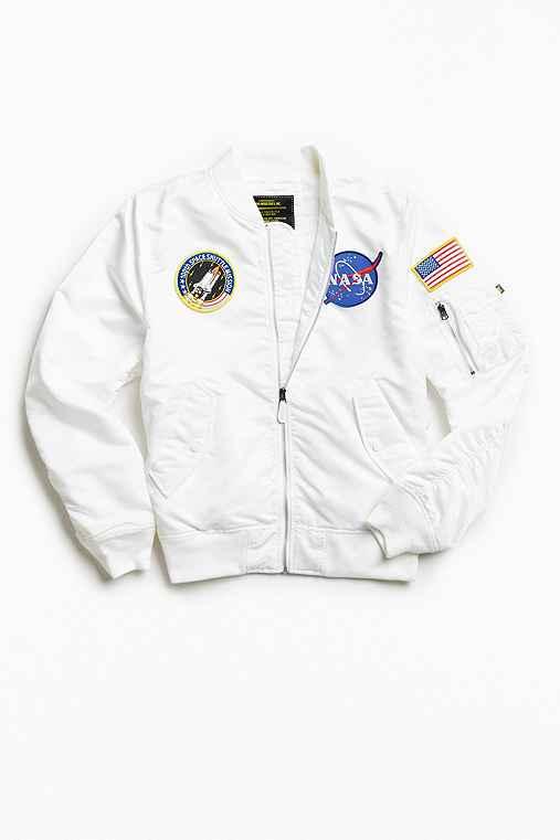 Urban Outfitters Alpha Industries L-2b Nasa Bomber Jacket,white,xxl