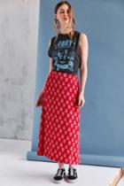 Urban Outfitters Bog Collective Printed Flute Hem Midi Skirt